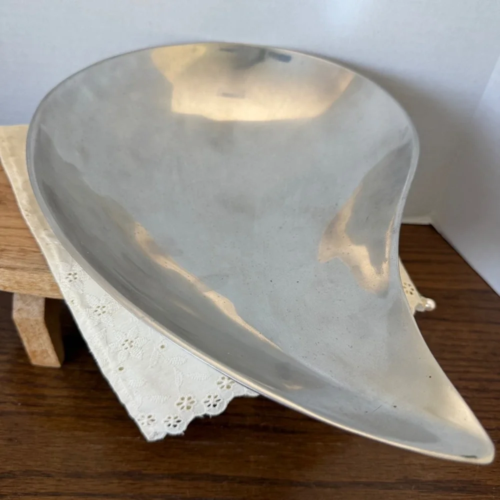 Towle Pintel‎ Collection Aluminum Leaf Bowl Mid Century Modern Silver Dish 13x9